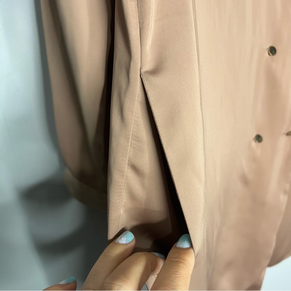 L’Academie Cadet Blazer Buttoned Long Sleeve Mini Dress in Brown Satin, size S - Picture 8 of 15